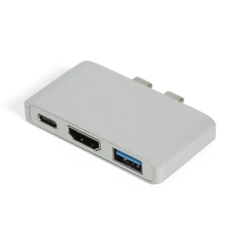 Адаптер Bluetooth Dual type C к 4K HDMI USB 3,0 PD 3 в 1 сплиттер адаптер Bluetooth Recever для ноутбука MacBook Pro - Цвет: Серебристый