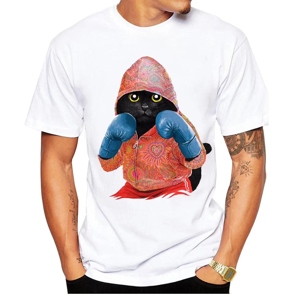 Buy Fashion cheap cat T Shirt for Men Shirts Slim