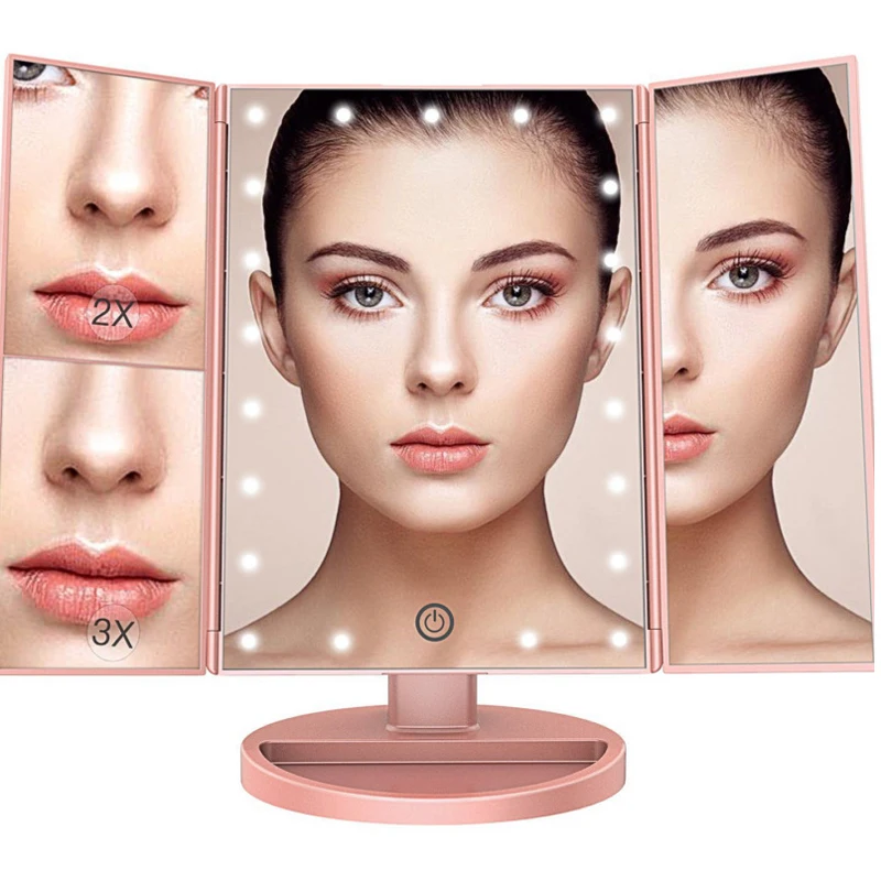 

Makeup Mirror with 22 LEDs Cosmetic Mirror with Touch Screen Switch Battery Operated Makeup Mirror 2X/3X/10X Magnifying Mirrors
