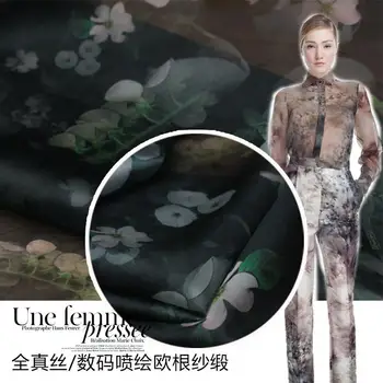 

LEO&LIN Summer 100% Silk satin organza digital inkjet 1.4 meters width occasionally printed cloth fabric patchwork (1 meter)