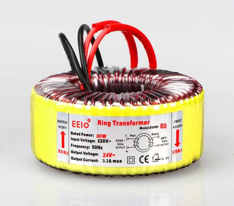 

24V tranformer 80VA Toroidal transformer copper custom transformer 220V input 24V 3.3A power transformer