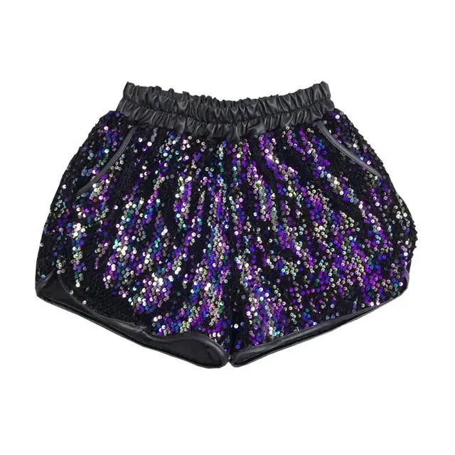 Buy LYFZOUS Plus Size Sexy Pu Leather Sequined Shorts