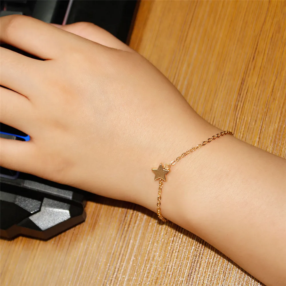 

Charmsmic Gold Silver Lucky Star Bracelets For Girls Children Birthday Gift Simple Design Women Summer Jewelry Gifts