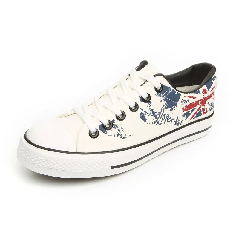

Spring and Summer Authentic Vulcanized shoes casual Lace-up Mens shoe British flag Printing Canvas shoes