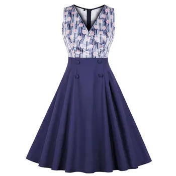 

Polka Dot Druck Vintage Kleid Frauen V-ausschnitt Pin Up Tunika Schaukel Kleid Rockabilly Party Kleider Feminino Vestidos