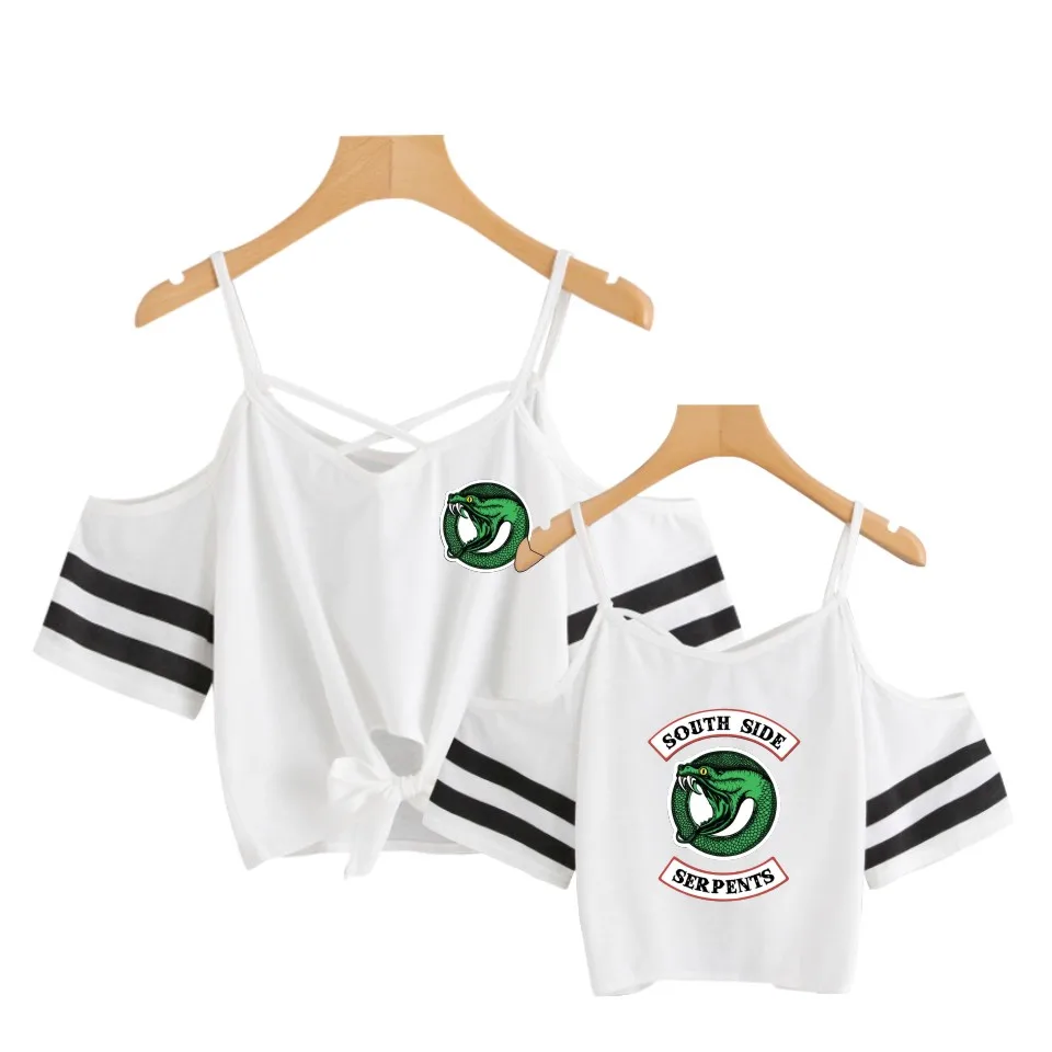 

Fashion Cool style Riverdale South Side Serpent Sexy sleeveless Cotton Crop Tops T-Shirt Women Off-shoulder Women's Clothing