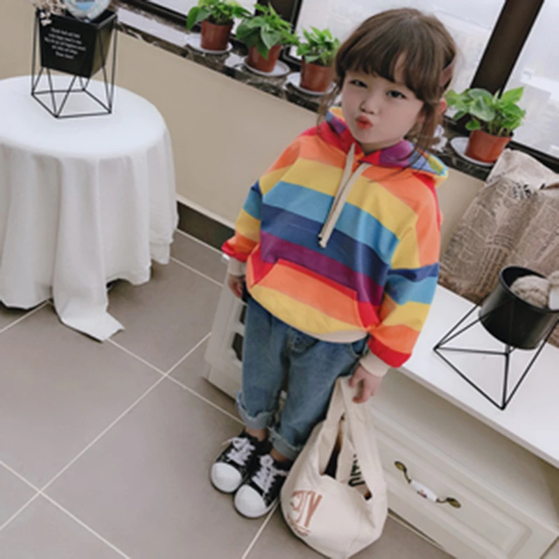 

Children Hooded Sweatshirts for Baby Girls Hoodies Clothes Toddler Casual Sweater Kids Spring Autumn Tops Costume stripe Hoodie