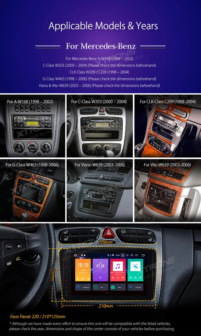 Best 8" Android 8.0 OS Car Multimedia Navigation GPS Radio for Mercedes-Benz A-Class W168 1998-2002 & CLK-Class W209/C209 1998-2004 3