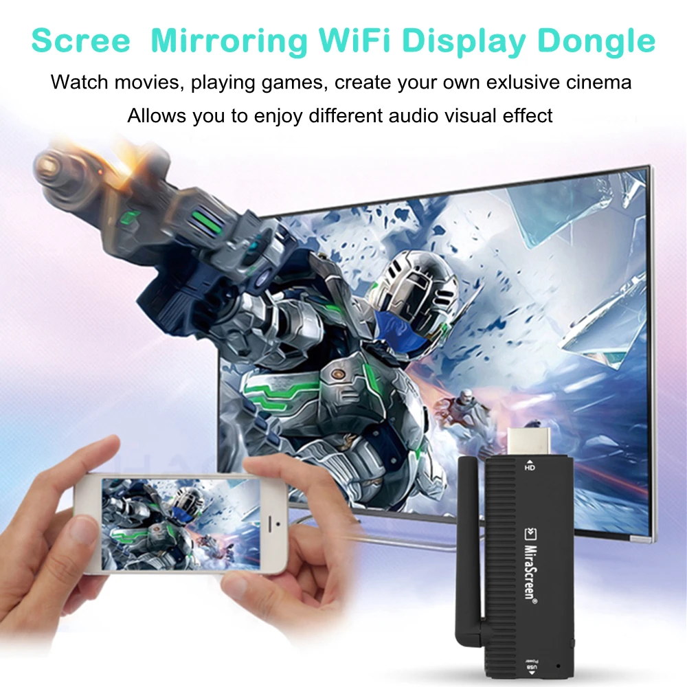 Mirascreen WiFi Display HDMI Dongle Receiver Media Streamer for Google Chromecast 2 Chrome Crome Cast Miracast YouTube Airplay