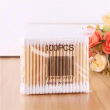 Не 100 шт одноразовые Двуглавые тампоны мягкий хлопок для чистки ушей ватный тампон