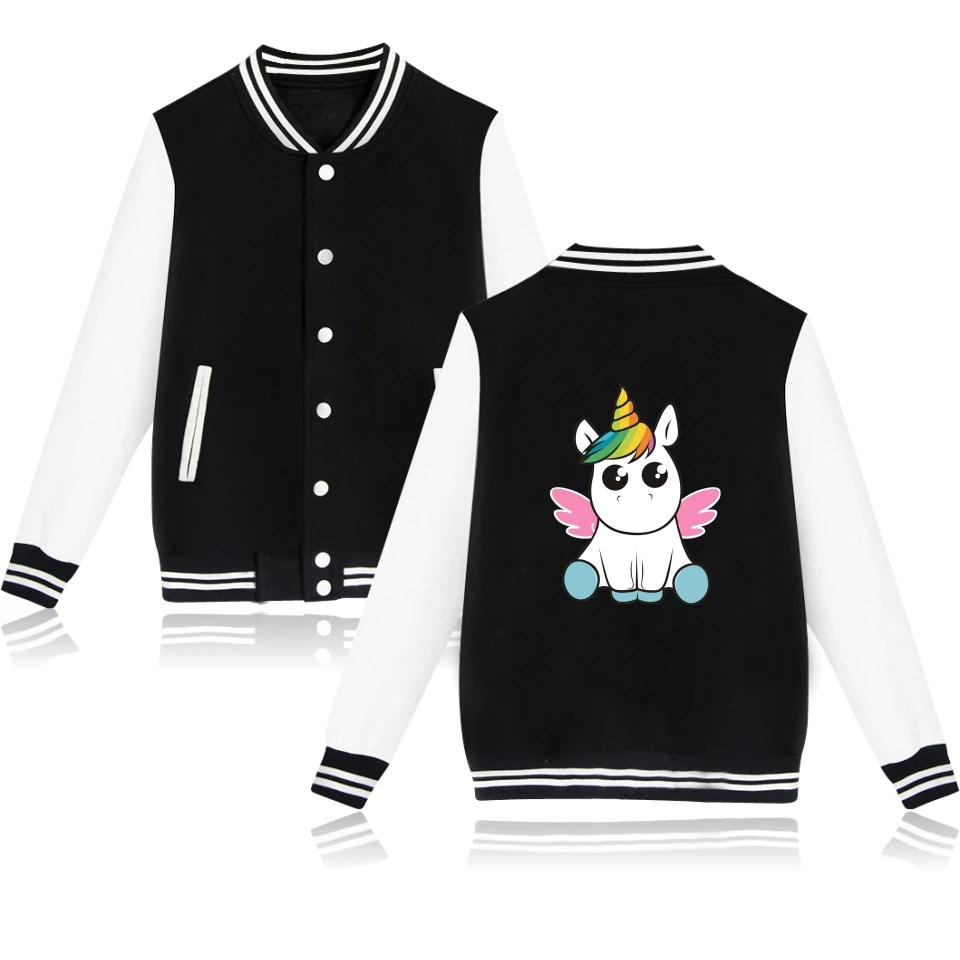 

LUCKYFRIDAYF 2017 Unicorn Women/Men Winter Baseball Jacket Women Sweatshirt Button Anime Funny Print Uniform Casual Outwear Coat