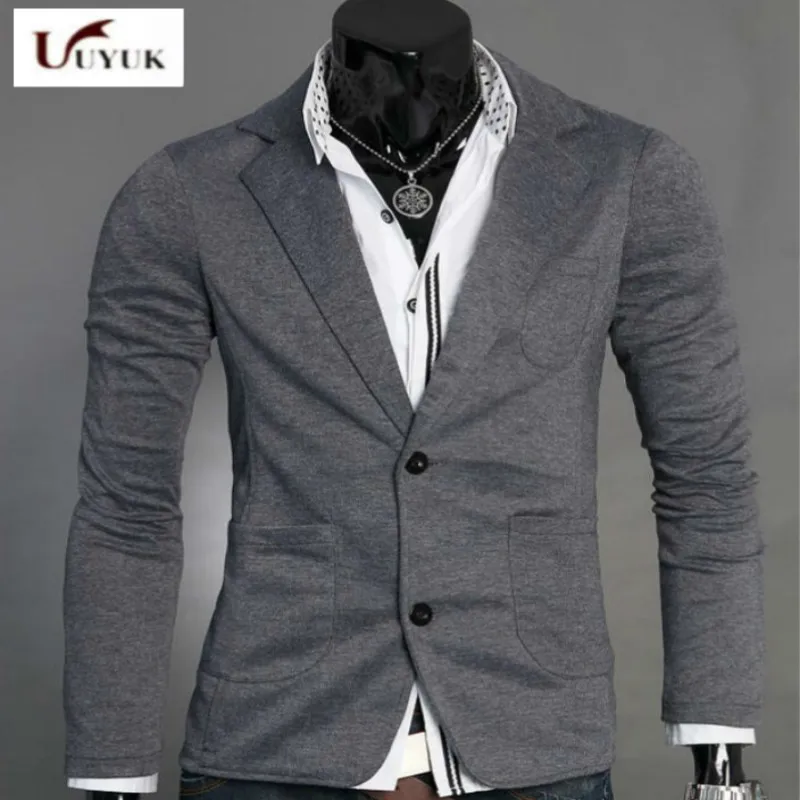 

2018 New Pattern Men's Leisure Knitting Suit slim fit Man's Gray men blazer jacket Male button hombre masculino Clothing