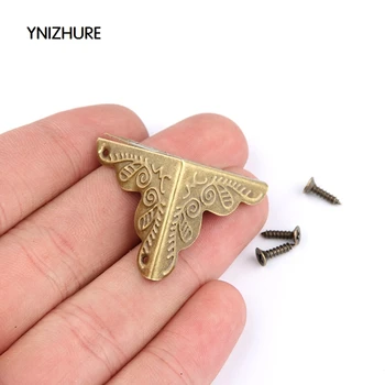 

50pcs/set 25mm Jewelry Gift Box Wooden Case Trunk Furniture Hardware Desk Cabinet Corner Decor Protector Gold Bronze Tone