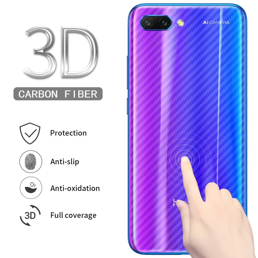 

WOLFPSYCH Soft Back Cover Screen Protector for Huawei Honor 9 10 Lite 8X 7X Note 10 Play Carbon Fiber Protective Film Sticker