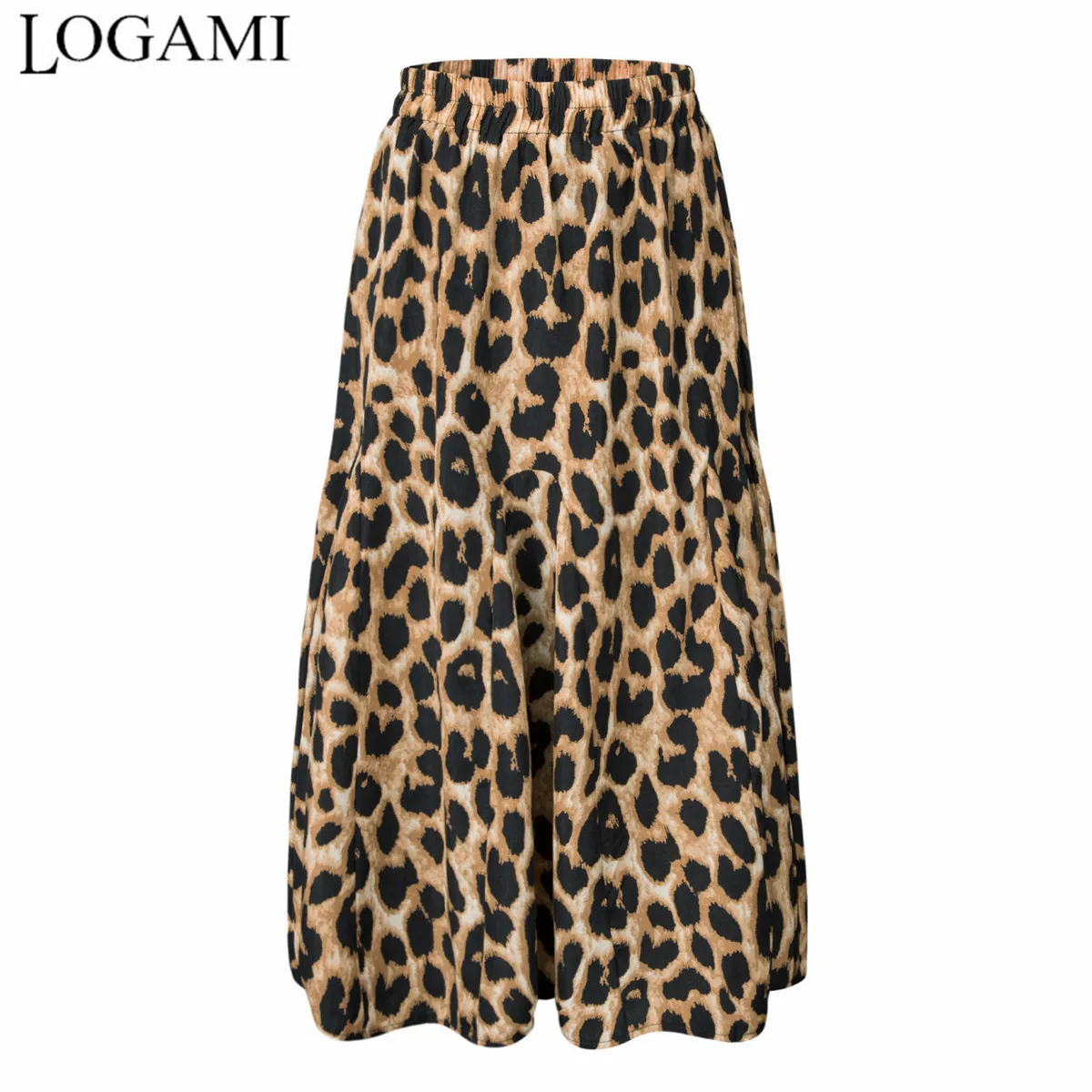 

LOGAMI High Waist Leopard Skirt For Women Spring Summer Long Skirts Womens Casual A-Line Skirt