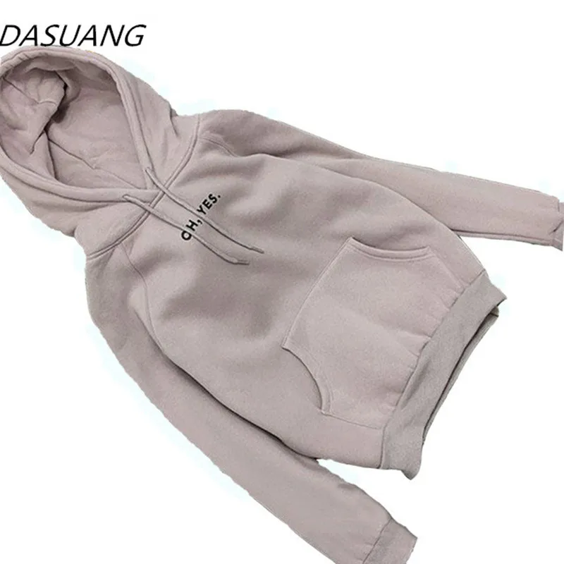 DASUANG 2018 Autumn Winter Fleece Oh Yes Letter Harajuku
