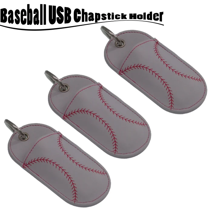 Baseball Softball Leather Lip Balm Holder Lanyard Editionin Baseball