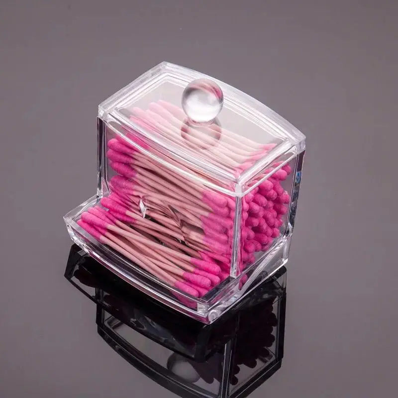  Creative Clear Acrylic Storage Holder Box Transparent Cotton Swabs Stick Cosmetic Makeup Organizer 