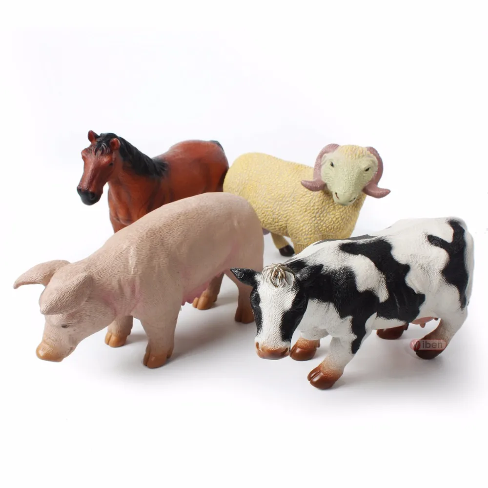 Модель игрушки Wiben Big Animal лошадка свиньи рогатый скот овцы мягкие пластиковые