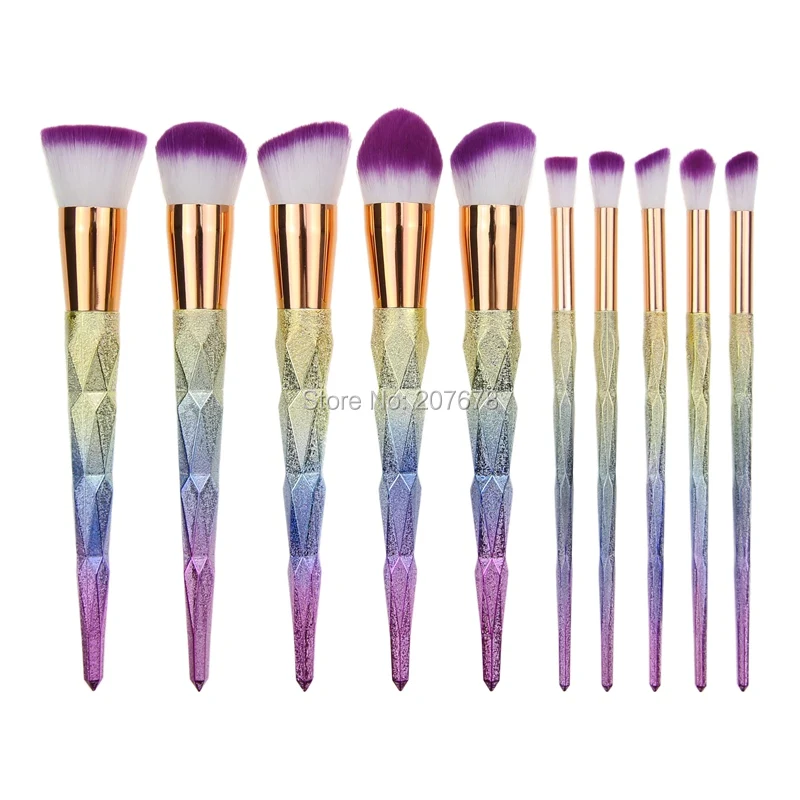 10pcs Makeup Brushes Set Diamond Shape Eyeshadow Foundation Power Blush