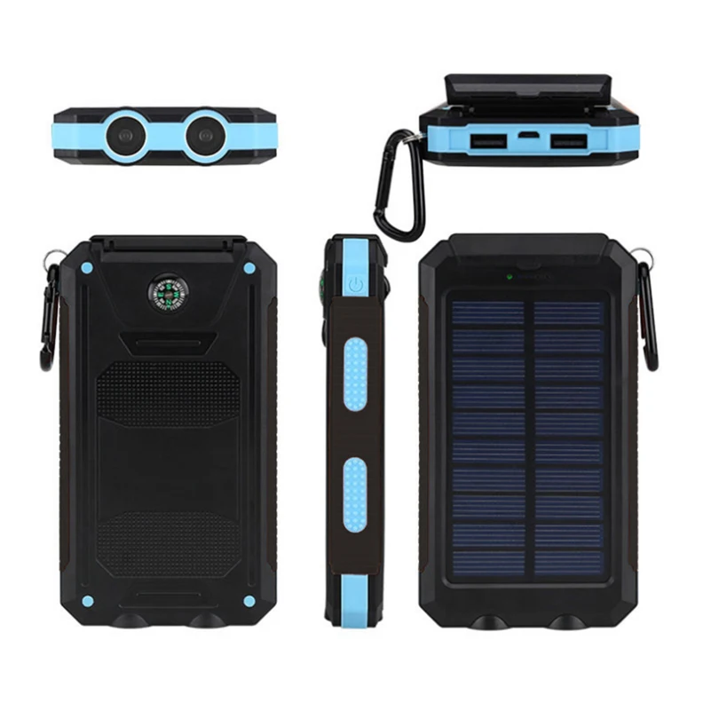 20000mAh Portable Dual LED Light Solar Power bank For Xiaomi Waterproof External Battery Charger Powerbank For iPhone Samsung