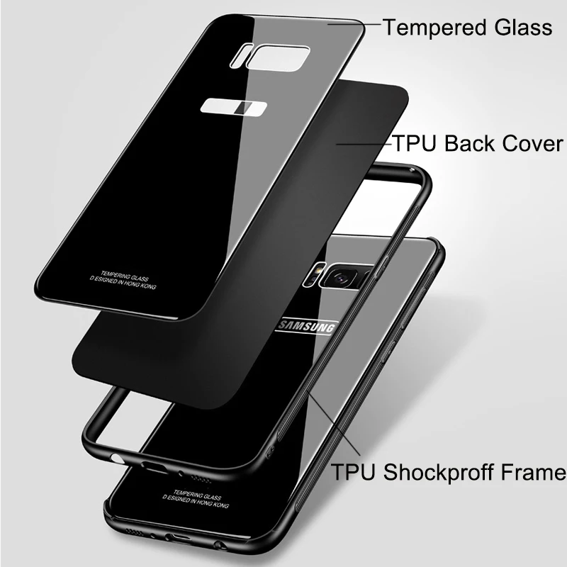 Case for Samsung NOTE 8 S8 Plus Kiitoo Luxury Glass Back Cover Hard Phone Case for Coque Samsung Galaxy S8 Plus Accessories -6