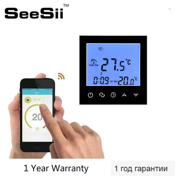 

SeeSii WiFi App 230V Programmable Thermostat Heating 16A 110V LCD Touch Screen Temp Temperature Control Underfloor Black White