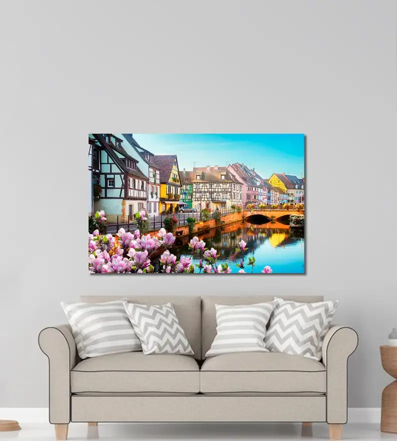 Большой Эльзас городской пейзаж холст картины Франция стены Искусство Декор комнаты современный Плакат Украшение дома настенные картины для гостиной