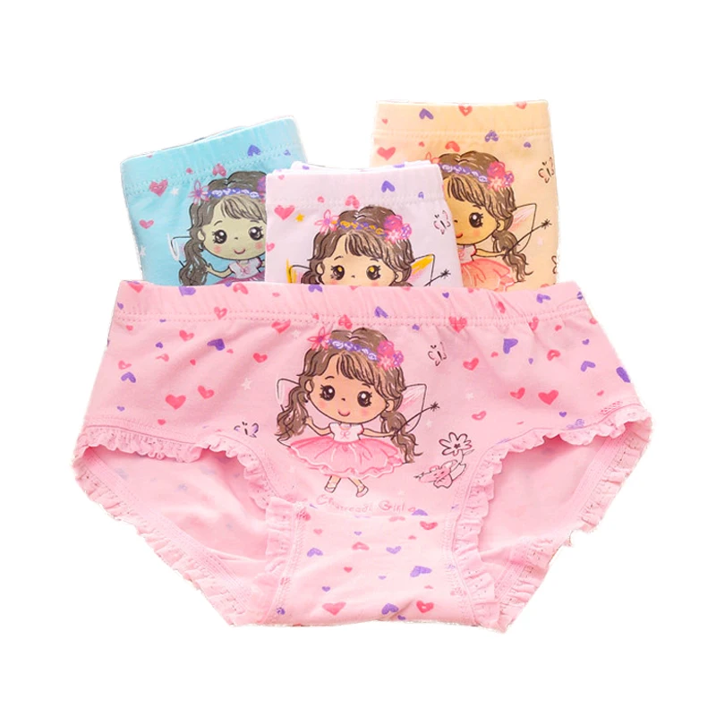 

4PCS/Lot Kids Cotton Panties Girls Cartoon Underwear Child girl Fashion Short Briefs Children Clothing For 3 5 7 9 Years
