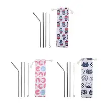 5 шт./компл. из нержавеющей стали прямые изогнутые соломинки Чистящая Щетка ребенок учится пить аксессуары Прочные дети открытый для питья
