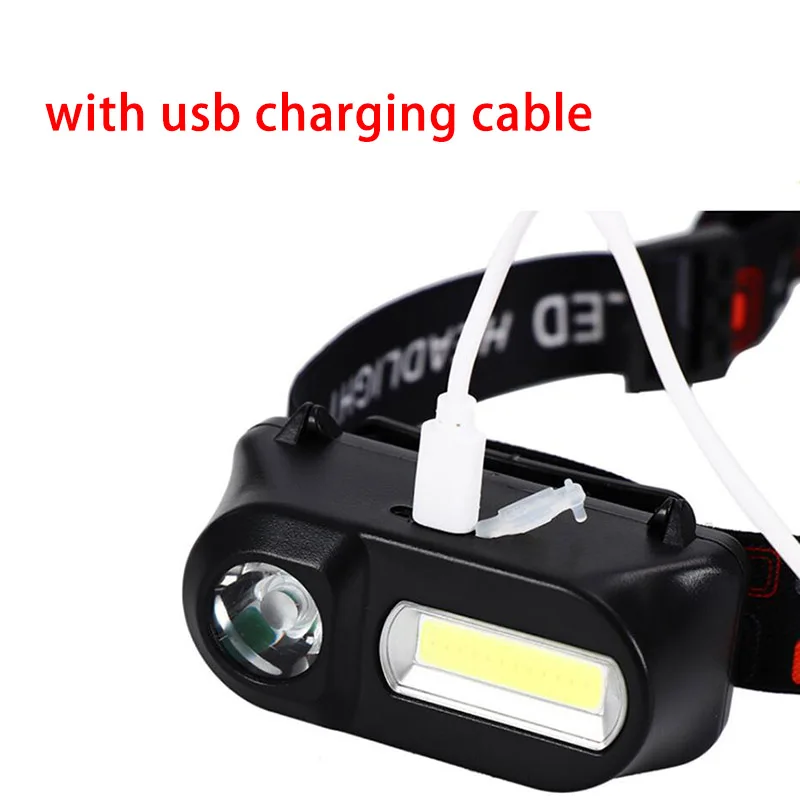 Налобный фонарь с 2 светодиосветодиодный COB XPE USB высокомощный яркий Головной 18650