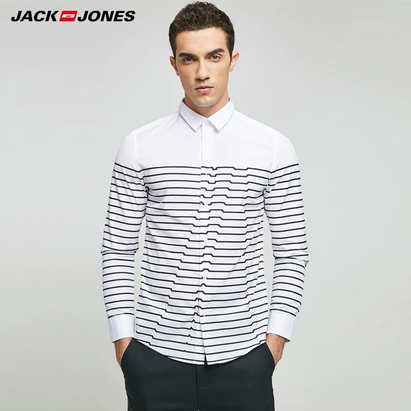 

JACK & JONES Brand 2018 NEW regular COTTON smart casual style full length sleeves turn-down collar male shirts |217105508