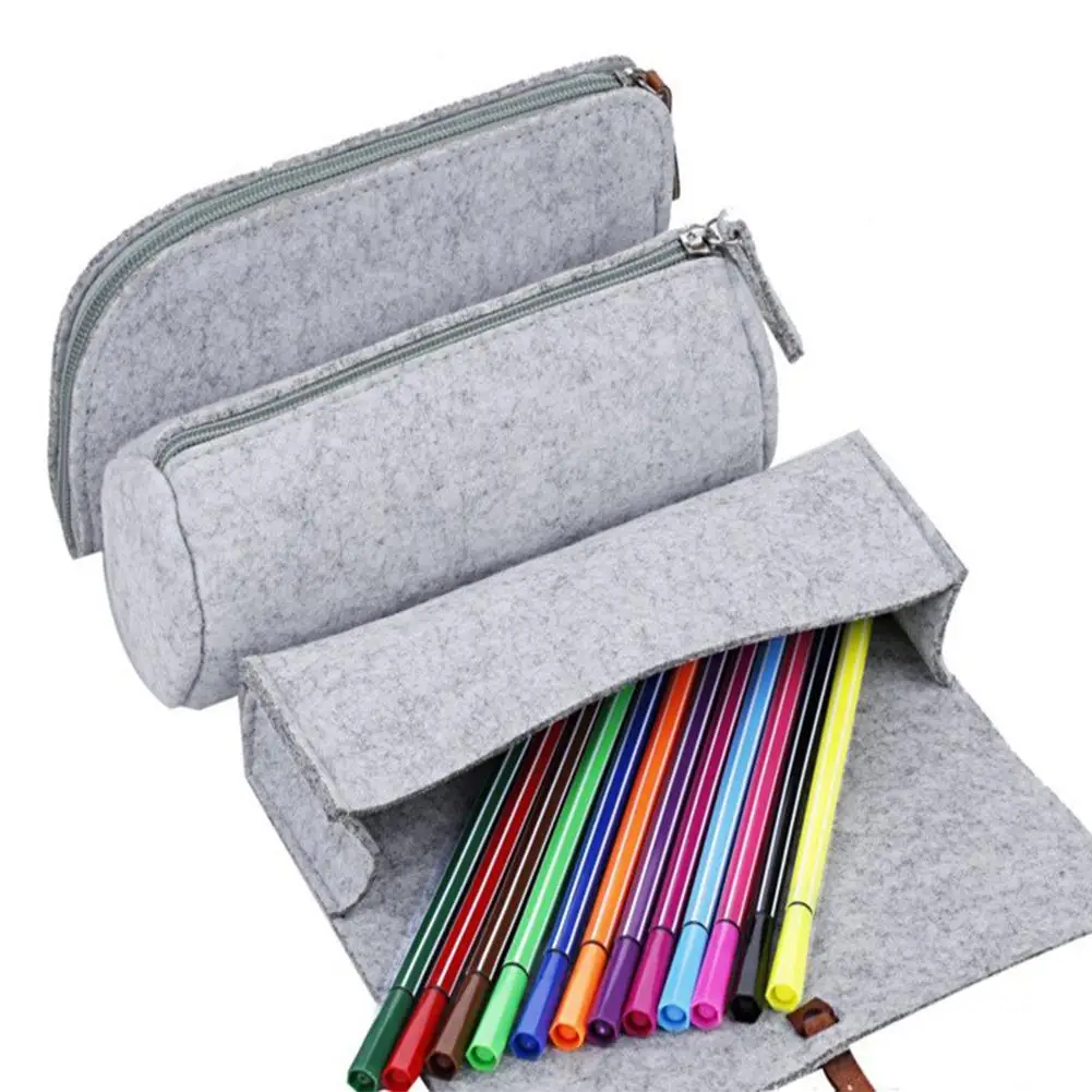 1pcs Fashional Pencil Case Felt Minimalist felt pencil bag fabric