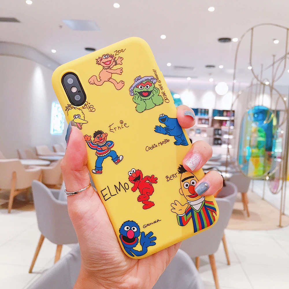 Sesam Straße Fall für iPhone XS MAX X XR Nette Cartoon Telefon Silikon TPU Coque Abdeckung sFor iPh