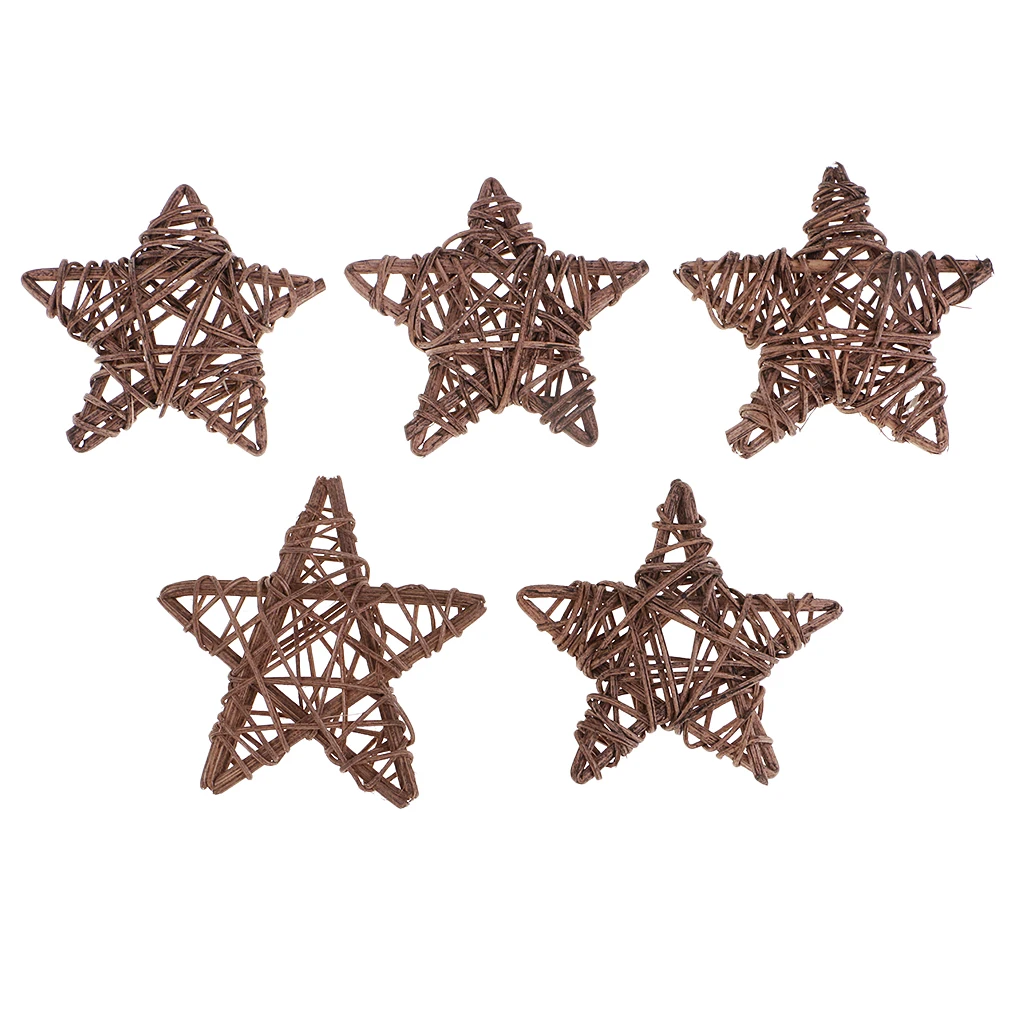 5/6pcs Vine Natural Star Shape Rattan Wicker Ball Christmas Tree Ornament for Home Table Ornament Garden Wedding Party Decor 7cm