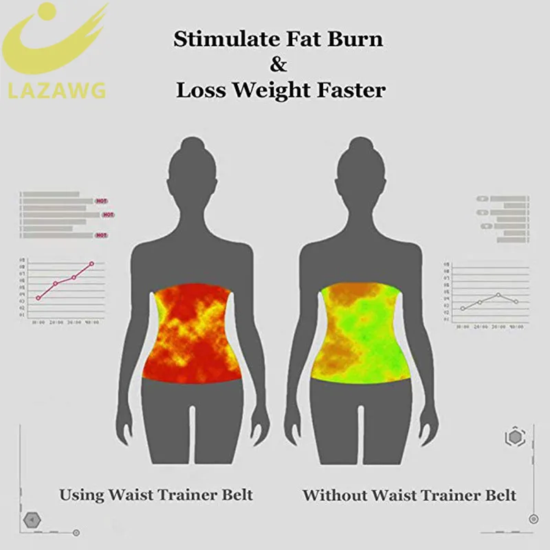 LAZAWG Для женщин талии тренер Горячая Неопреновый Пояс Сауна впитывает пот и фиксирующая, для похудения ремень средства ухода за кожей формирователь, утягивающий живот похудения Пояс жиросжигатель корсет