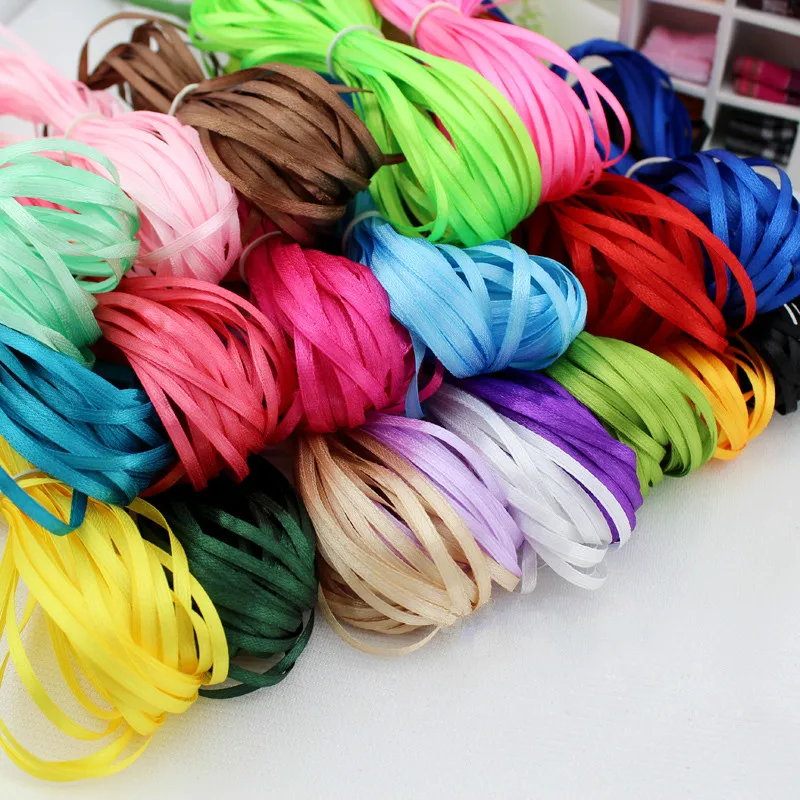 

1/8"3mm Single Face Polyester Satin Ribbons for Packing Garment DIY Trim Ribbon Accessories Christmas Gift Ribbons (10 Meters)