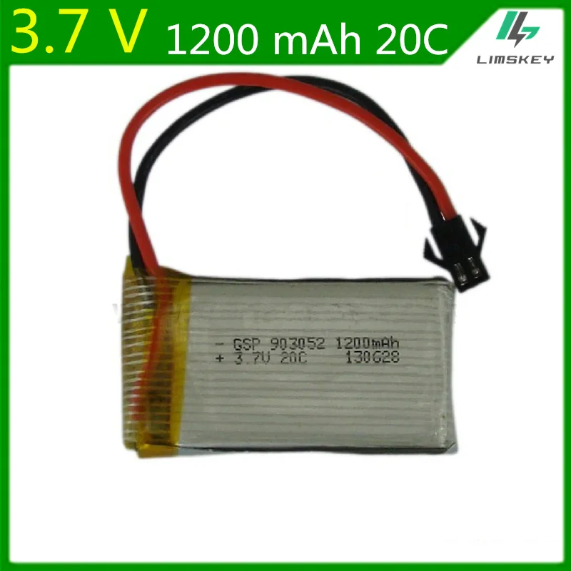 

3.7V 1200mAH Lipo Battery For Remote control helicopter Li-po battery 3.7 V 1200 mAH 20C discharge SM black plugs 903052
