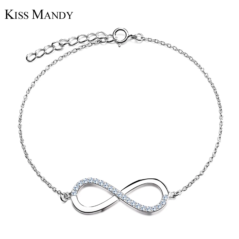 KISS MANDY AAA Блестящий австрийский CZ Бесконечный Браслет серебряного цвета браслет для женщин/влюбленных модное ювелирное изделие подарок LB41