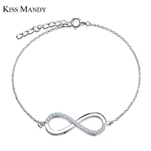 KISS MANDY AAA Блестящий австрийский CZ Бесконечный Браслет серебряного цвета браслет для женщин/влюбленных модное ювелирное изделие подарок LB41