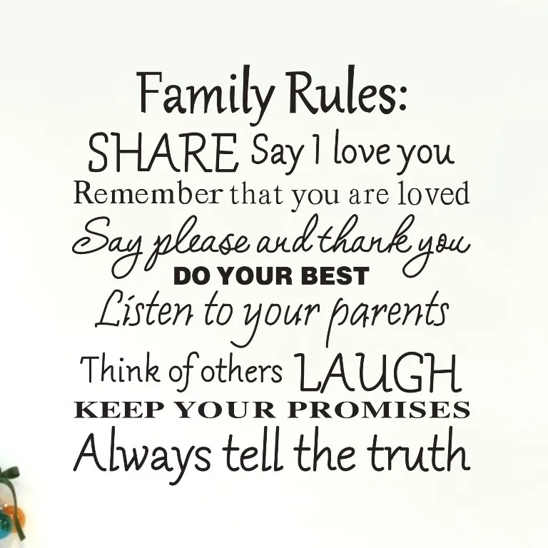 Family Rules Wall stickers Home Decal Removable Mural Decor Vinyl DIY Stickers Living Room Wallpaper D-839 | Дом и сад