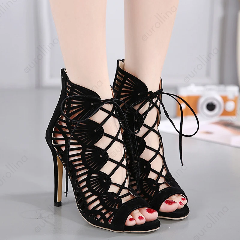 

High Heel Sandal Celebrity Gladiator Lace Crisscross Fashion Woman High Heel Trending Shoes Hollow Out Sandal Lace Up Hot Shoes