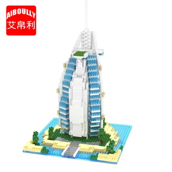 

AIBOULLY 052 World Famous Architecture Burj Al Arab Hotel 3D Model Mini Diamond Building Blocks Bricks Toy for Children