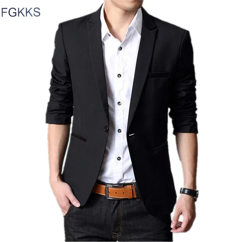 

FGKKS Men Solid Color British Style Suit Autumn Retro Gentleman Style Custom Men's Suits Blazer Men Suit