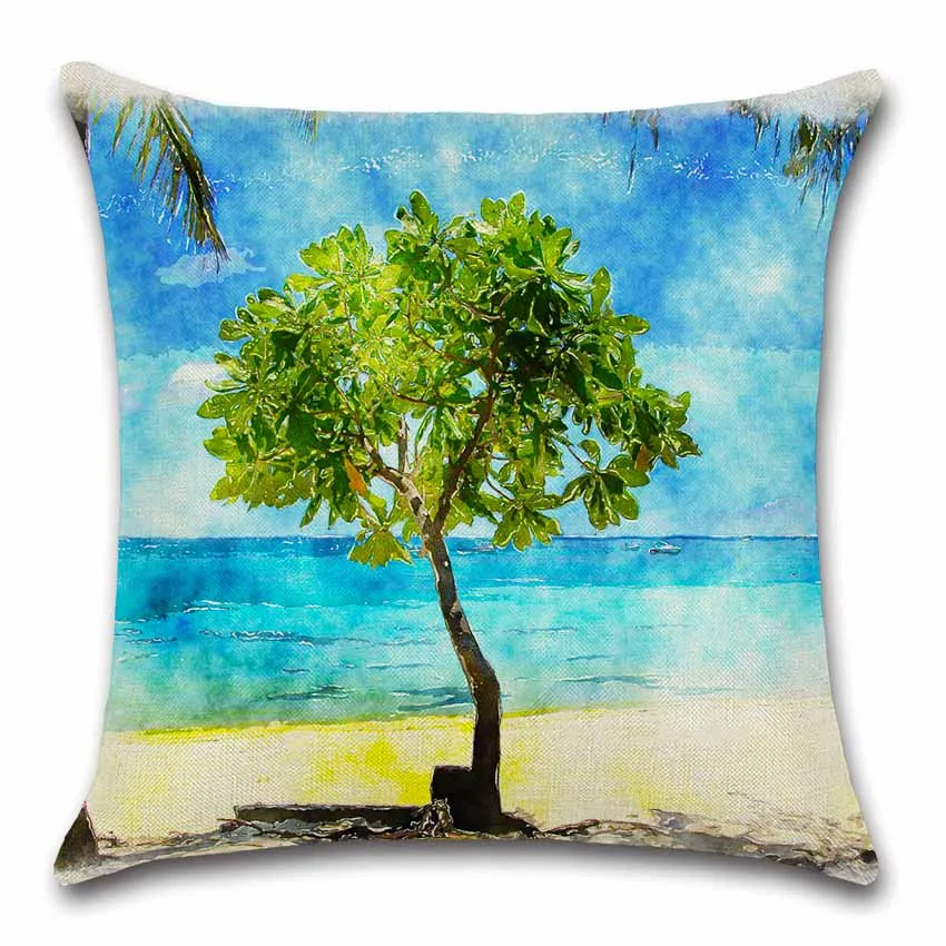 Scenic Green tree flower beach decoration for home party coffee shop seat cushion cover Pillow case Chair sofa kids friend gift Scenic Green tree flower beach decoration for home party coffee shop seat cushion cover Pillow case Chair sofa kids friend gift
