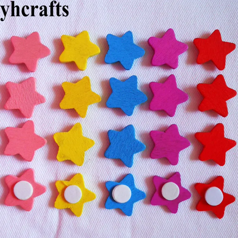 

1000PCS/LOT.Mixed color wood star stickers,18mm.Kids toys,scrapbooking kit,Early educational DIY.Kindergarten crafts.Classic toy