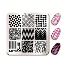 BORN PRETTY Geometry Design Nail Art Stamping Template 6*6cm Square Manicure Nail Stamping Image Plate BP-X06