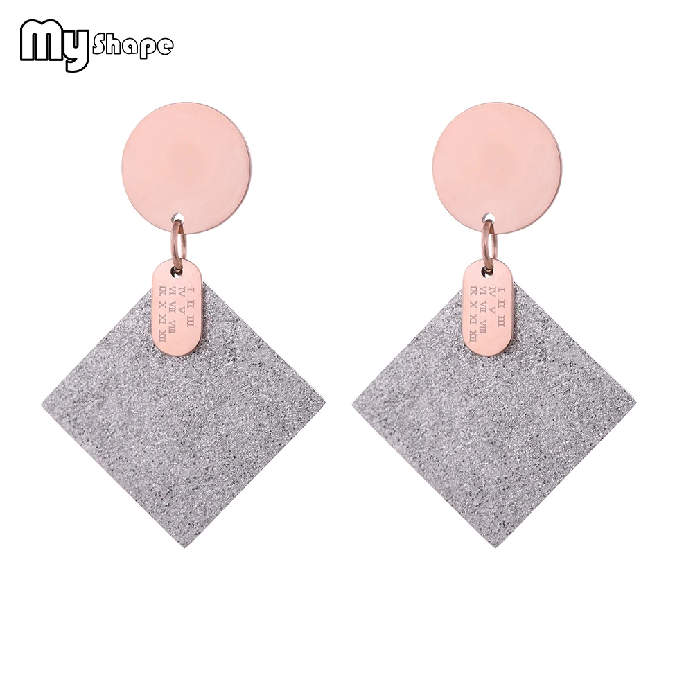 

My Shape Vintage Silver Frosted Drop Earrings Stainless Steel Geometric Square Earrings Jewelry Women Retro Gifts Brincos 2019