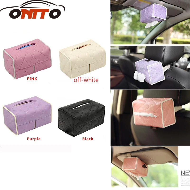 Hot selling Sun Visor Type Car Tissue BoxImitation Leather Holder