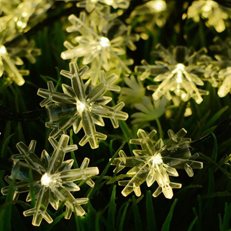 Levou ao ar Floco de Neve Seqüência de Luz Luzes de Natal em Casa Decoração do Partido Livre Solar - 30 Levou Flasher Luzes Luz 5 m 17 M 30 Floco De Neve LEVOU Flasher